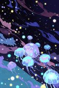Cosmic Jellyfish Art Print, Space Themed Wall Decor, Blue Nebula Jellyfish, Astral Illustration Poster, Fantasy Galaxy Home Decoration