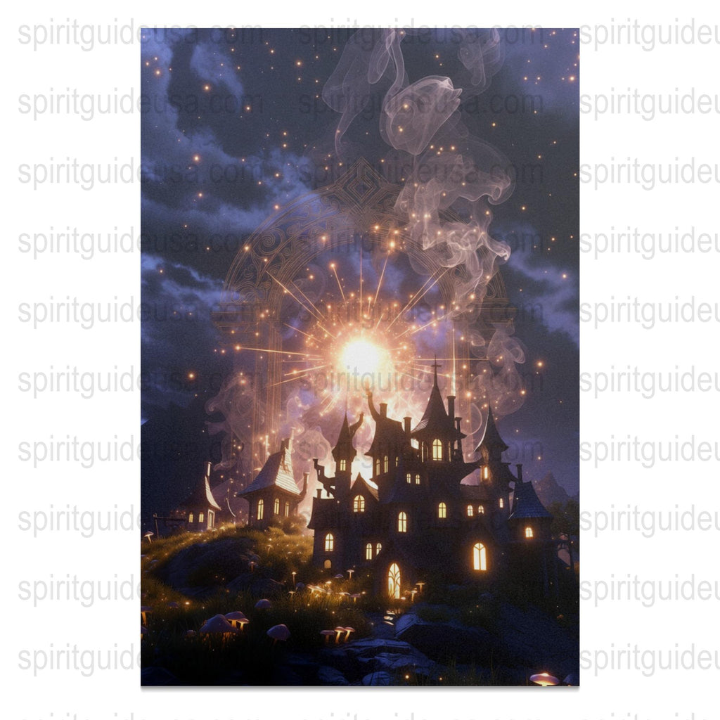 Mystical Castle Art Print, Enchanted Fantasy Landscape Poster, Magical Night Sky Wall Decor, Unique Gift Idea for Fantasy Lovers