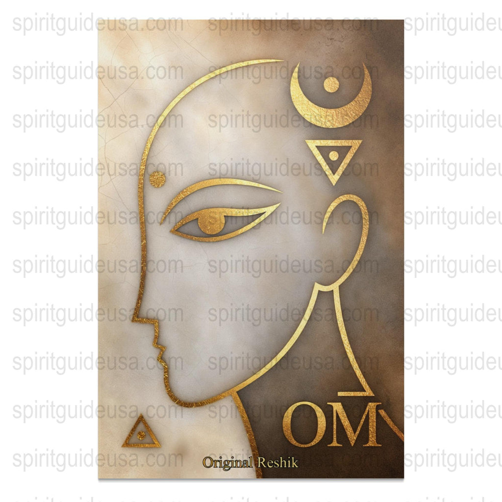 Spiritual Om Symbol Art Print, Abstract Golden Yoga Wall Decor, Meditation Room Aesthetic, Minimalist Modern Home Decor Artwork