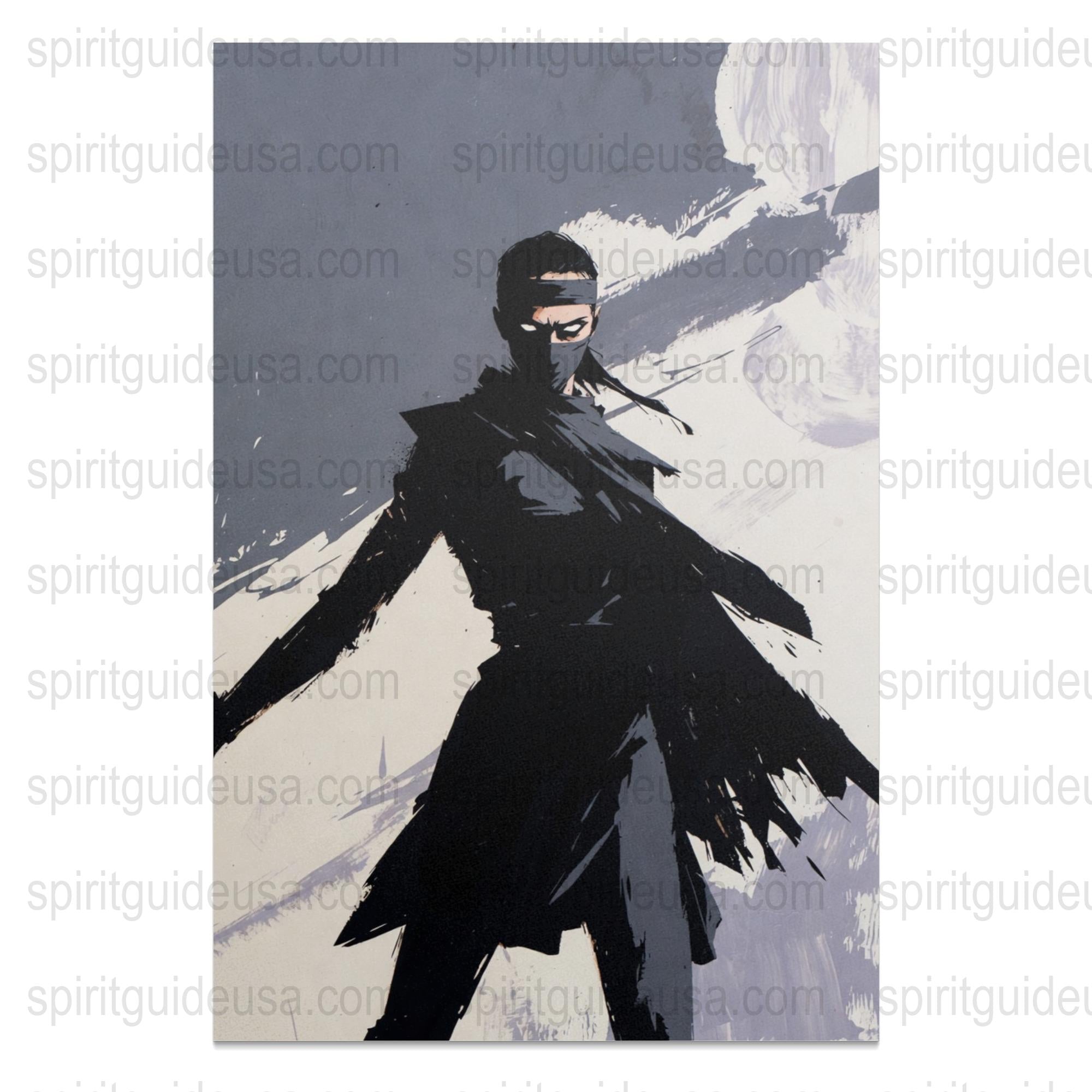 Modern Ninja Warrior Art Print, Abstract Samurai Poster, Home Decor Wall Art, Unique Martial Arts Painting