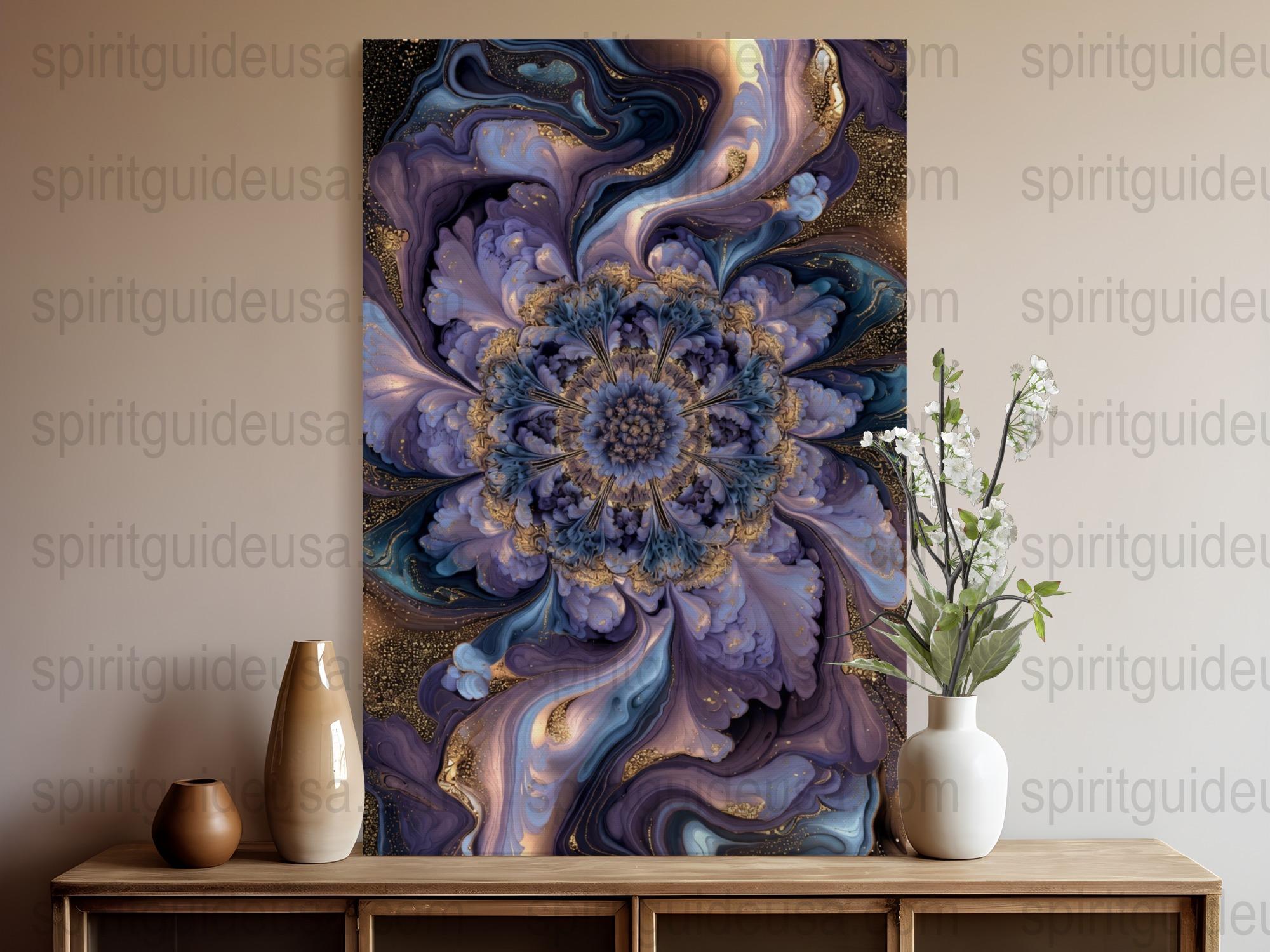 Large Abstract Mandala Canvas Print, Blue and Purple Wall Art, Modern Home Decor, Spiritual Meditation Artwork, Unique Living Room Decor