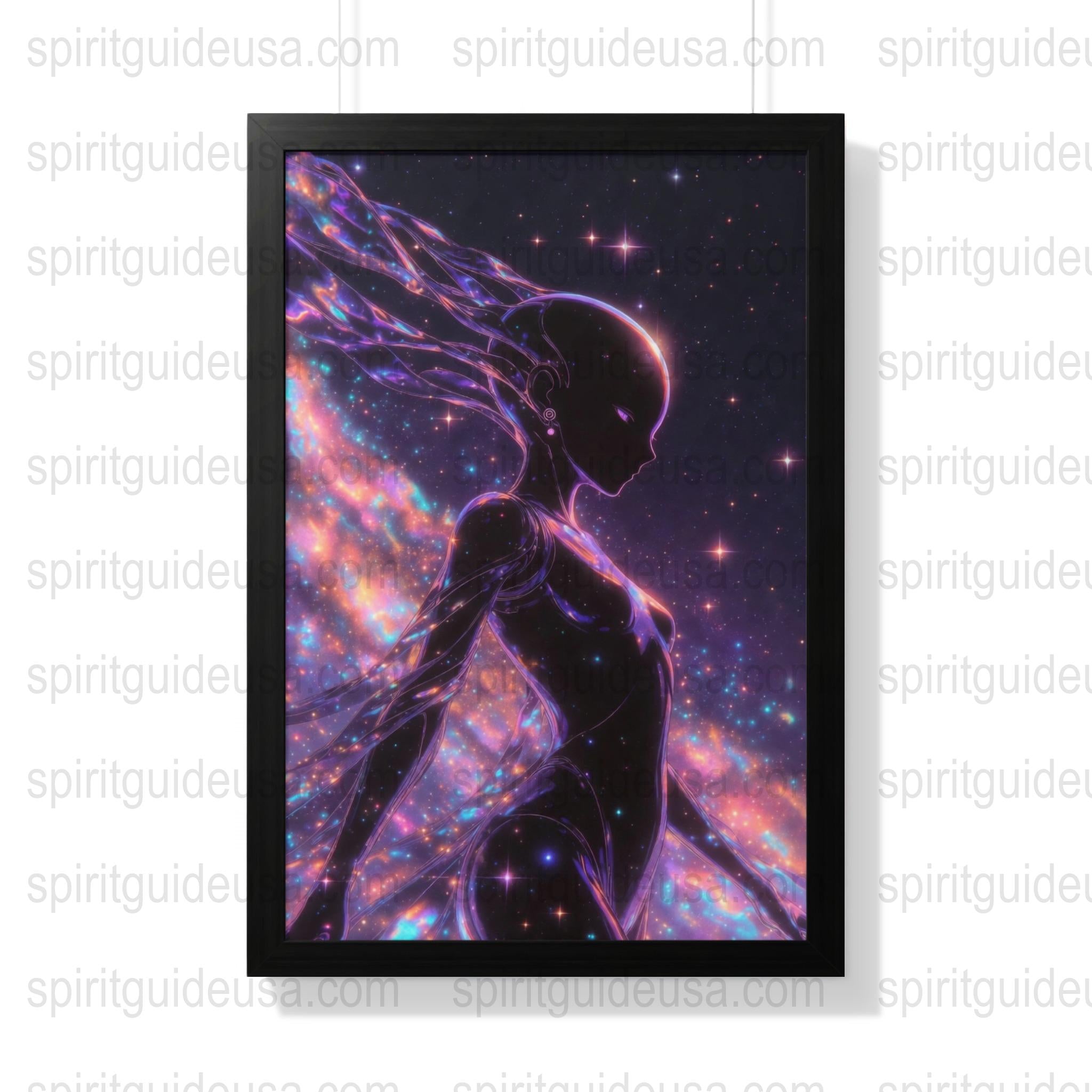 Cosmic Energy Art Print, Spiritual Alien Landscape, Psychedelic Outer Space Wall Decor, Mystical Starry Night Poster