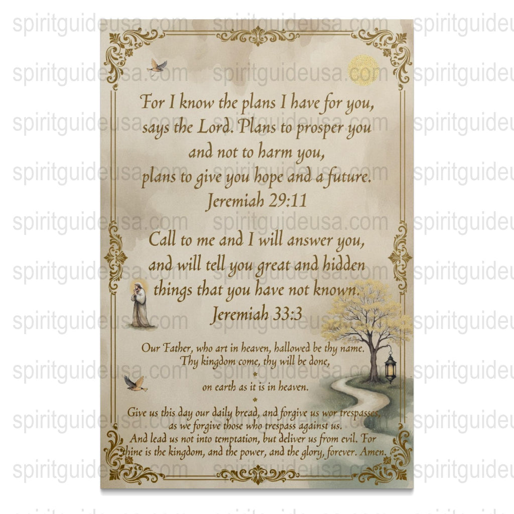 Jeremiah 29:11 Bible Verse Art Print, Christian Home Decor, Vintage Style Scripture Wall Hanging, Inspirational Quote Gift