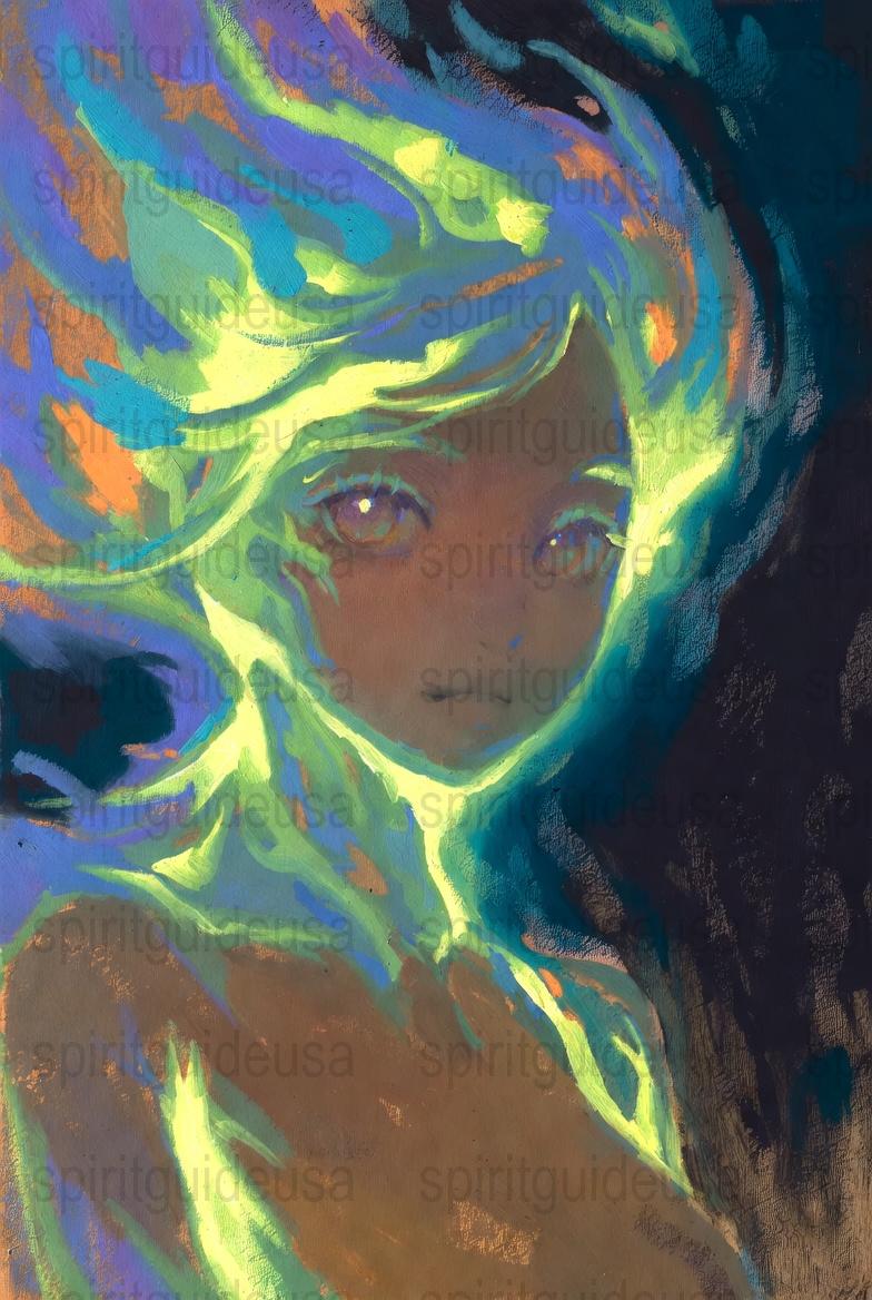 Mystic Portrait Art Print, Colorful Abstract Female Figure, Wall Decor, Spirit Guide Deusa