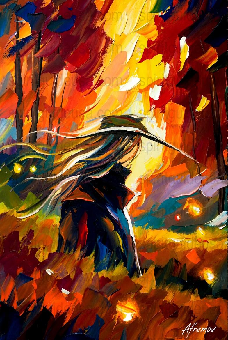 Colorful Abstract Art Print, Leonid Afremov Inspired, Vibrant Wall Decor, Autumn Rain Scenery, Modern Artistic Home Decoration