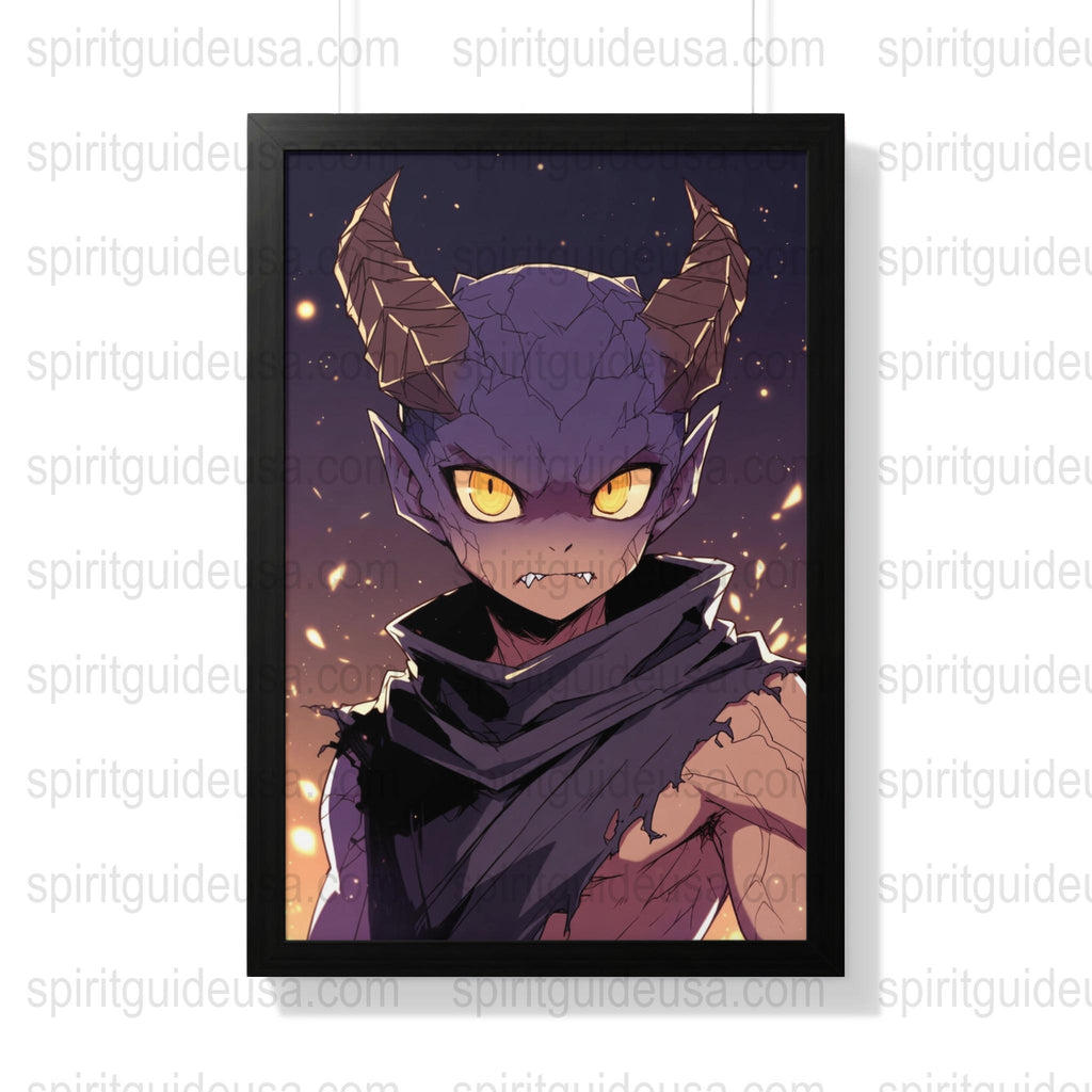 Fantasy Demon Art Print, Horned Devil Character Poster, Colorful Anime Style Wall Decor, Unique Gift Idea