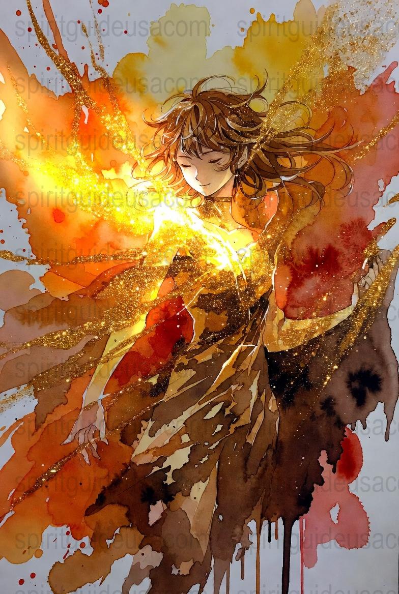 Autumn Fairy Watercolor Print, Whimsical Fantasy Art, Golden Fairy Painting, Ethereal Wall Art, Unique Home Decor, Mythical Glowing Fairy