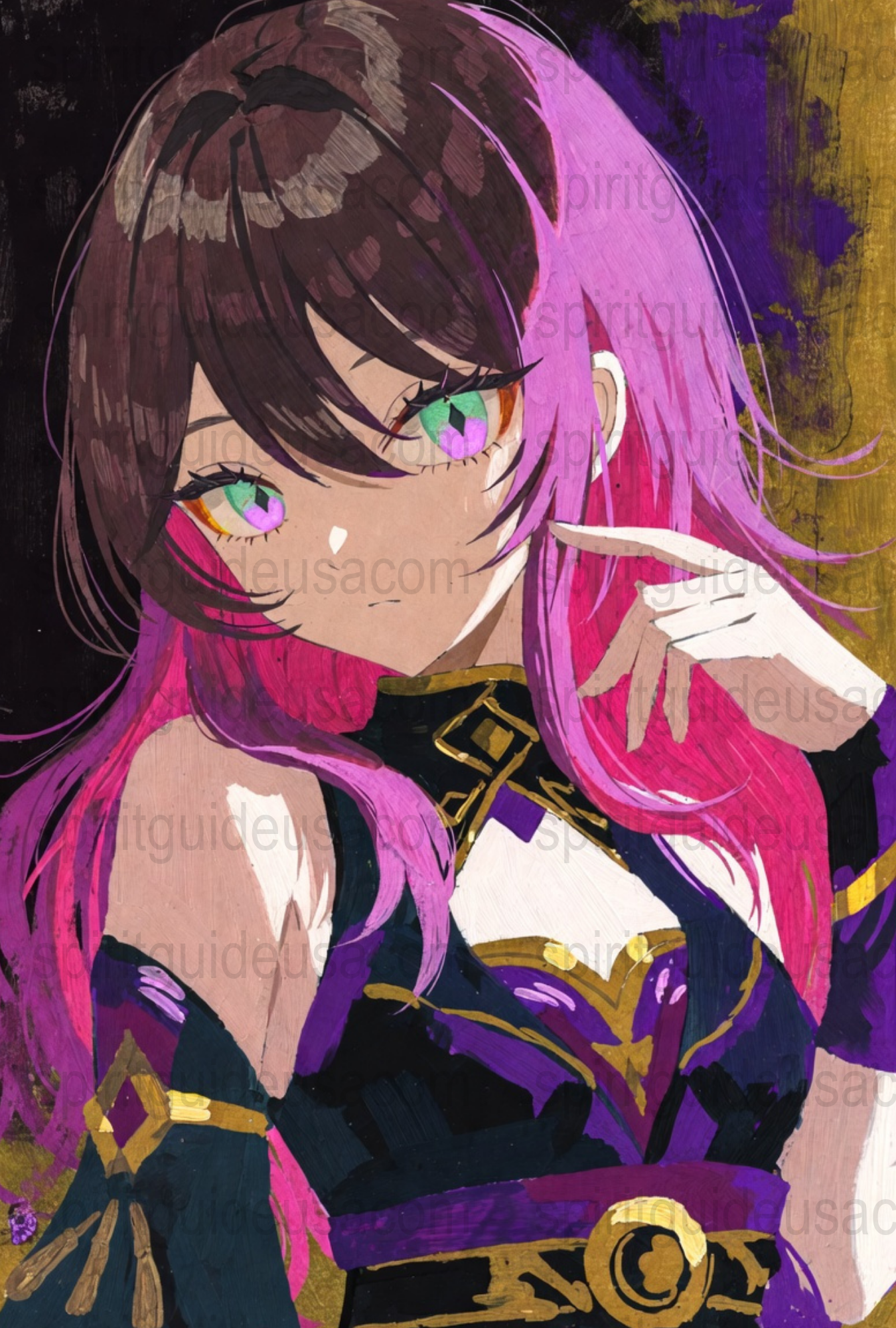 Anime Style Digital Art Print, Colorful Illustrated Fantasy Female Character, Vibrant Wall Decor