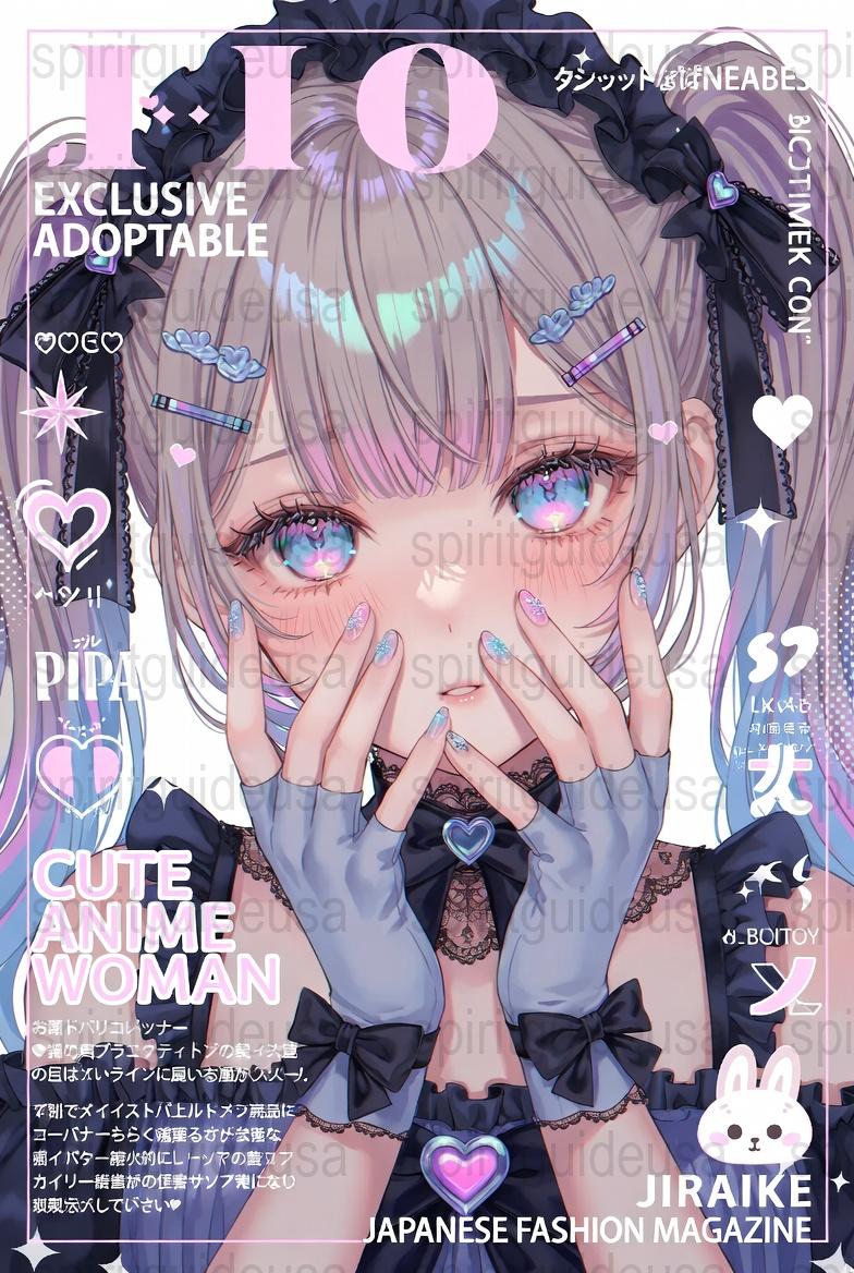 Cute Anime Woman Poster, Japanese Fashion Style, Exclusive Adoptable Art Print, Manga Eyes Wall Decor, Spirited Girl Illustration