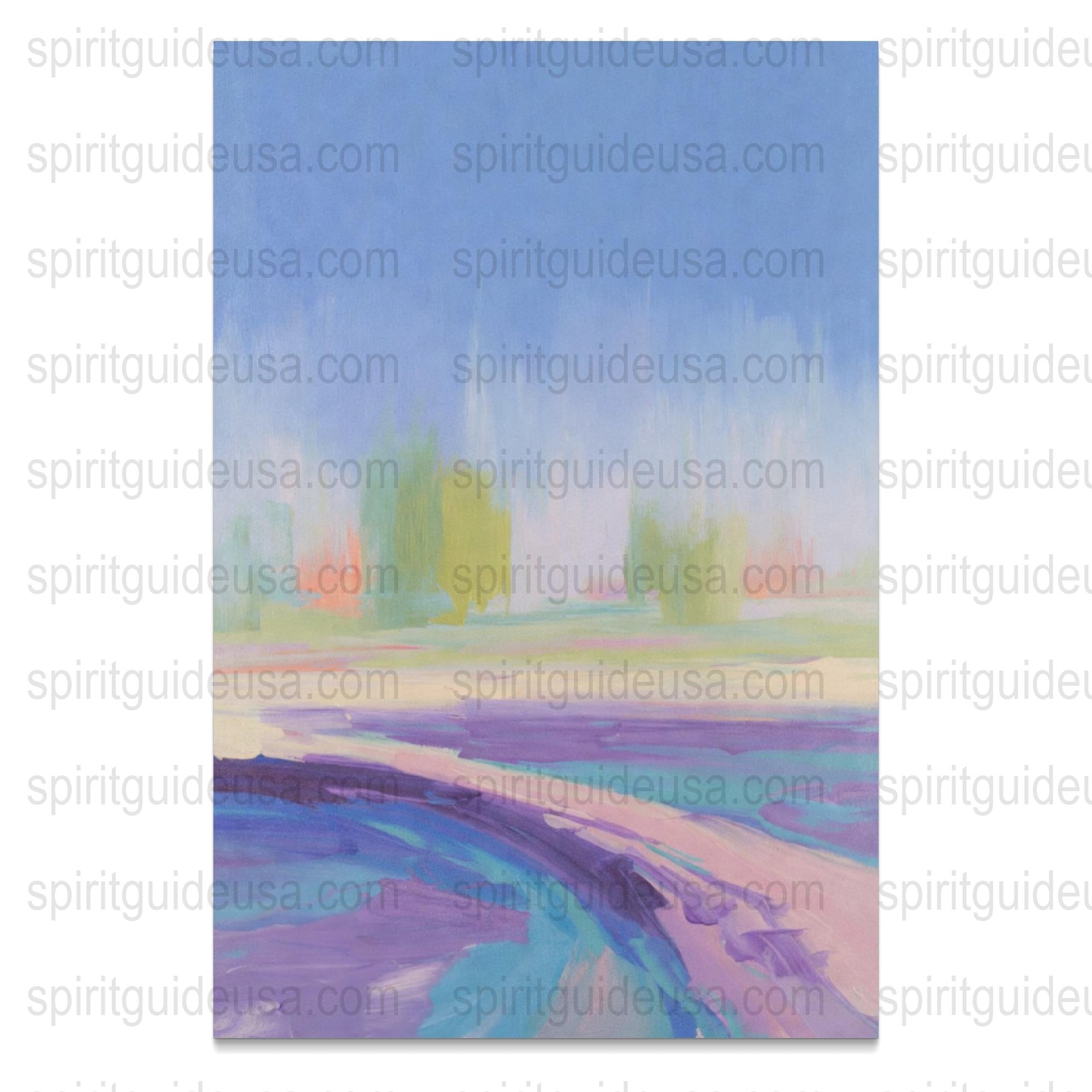 Abstract Landscape Painting, Soft Pastel Colors, Blue Pink Wall Art, Calming Decor for Home Office