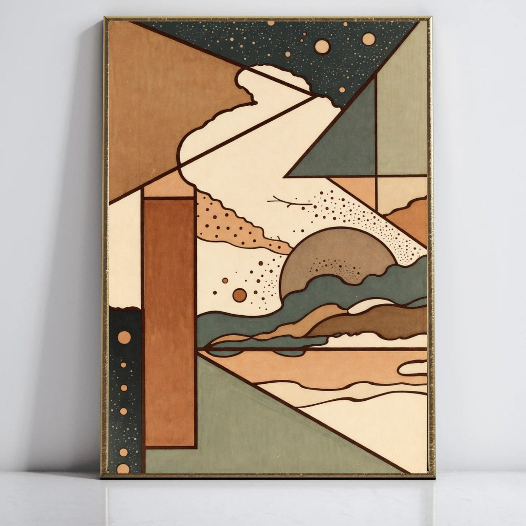 Abstract Ocean Waves Wall Art, Geometric Coastal Decor, Modern Beach House Canvas Print