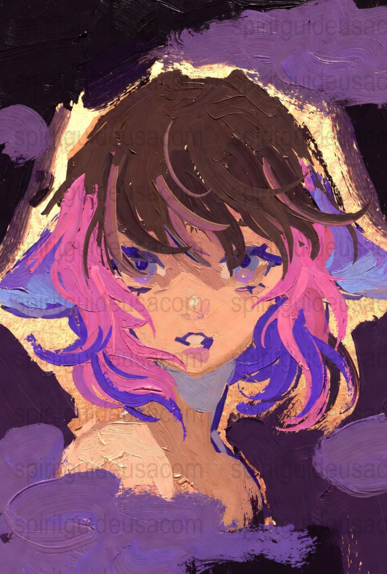 Anime Style Digital Art Print, Colorful Fantasy Girl Portrait, Wall Decor, Unique Gift Idea