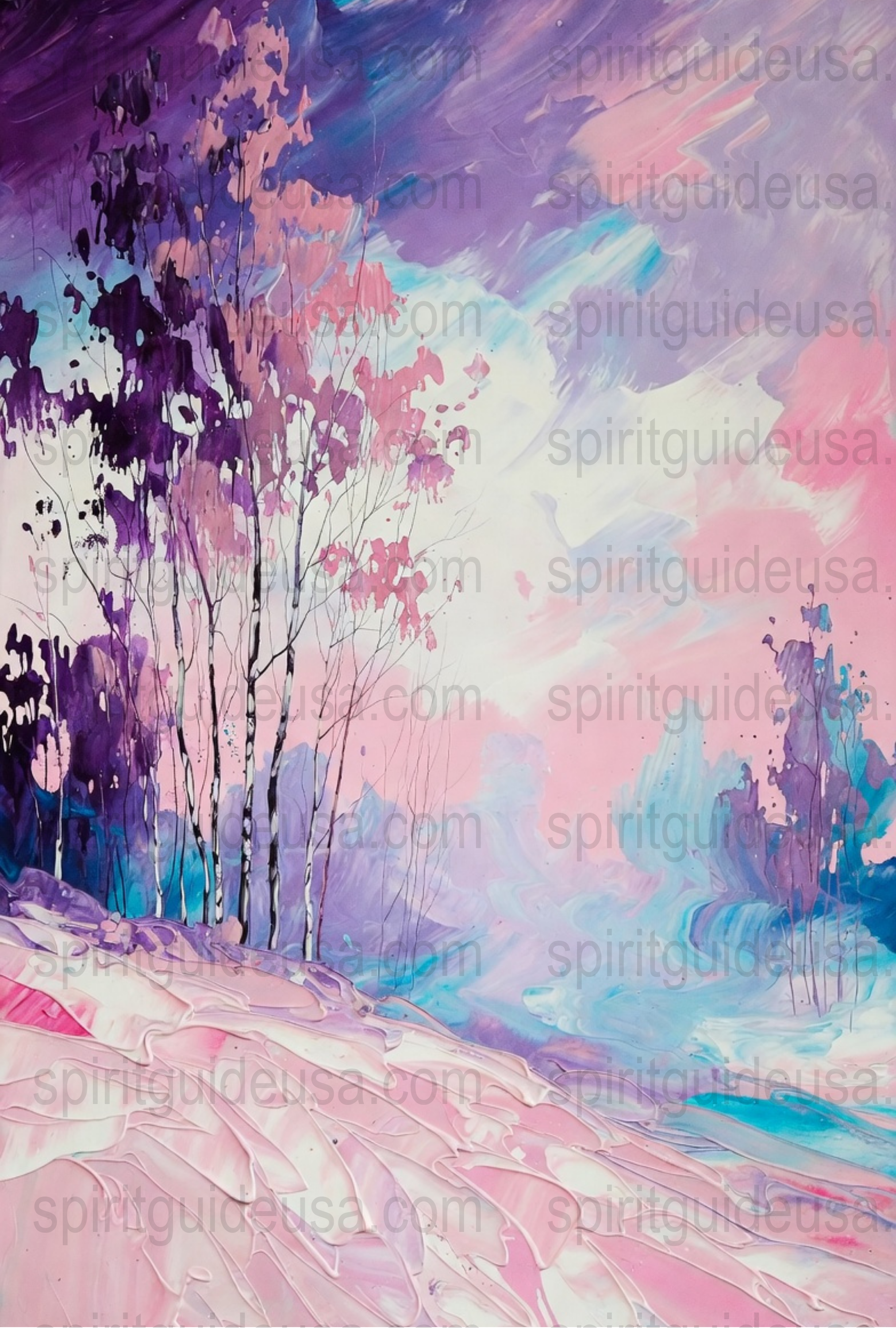 Abstract Landscape Painting, Colorful Trees Artwork, Vibrant Acrylic Wall Decor for Modern Home