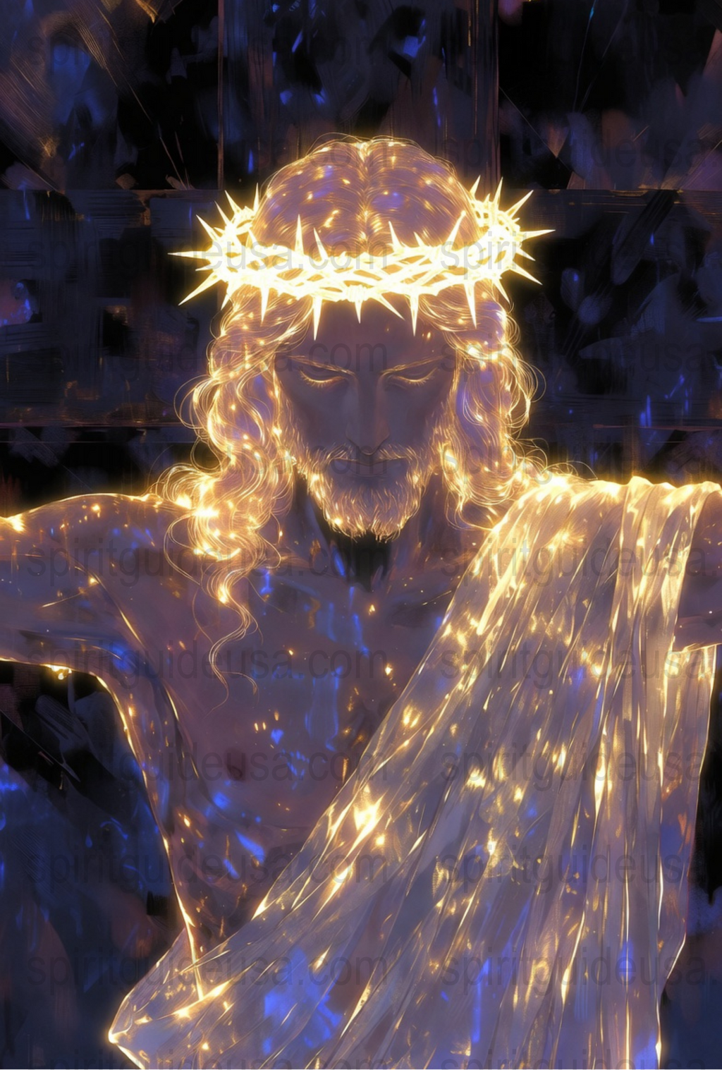 Glowing Jesus Art Print, Religious Wall Decor, Christian Light Up Canvas, Spiritual Home Decoration, Neon Jesus Poster, Inspirational