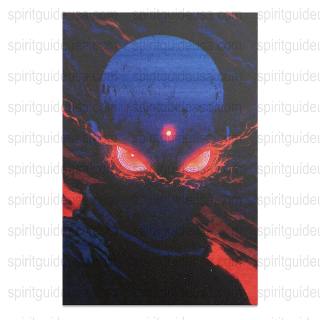 Cyberpunk Red Eyes Alien Poster, Futuristic Sci-Fi Wall Art, Vibrant Bedroom Decor, Unique Horror Collectible Print