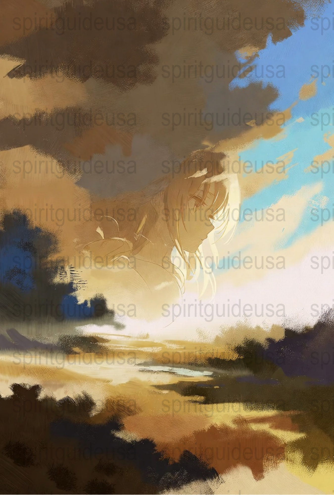 Abstract Landscape Art Print, Modern Nature Wall Decor, Warm Tones Digital Painting, Home Office Decor, Unique Artistic Gift