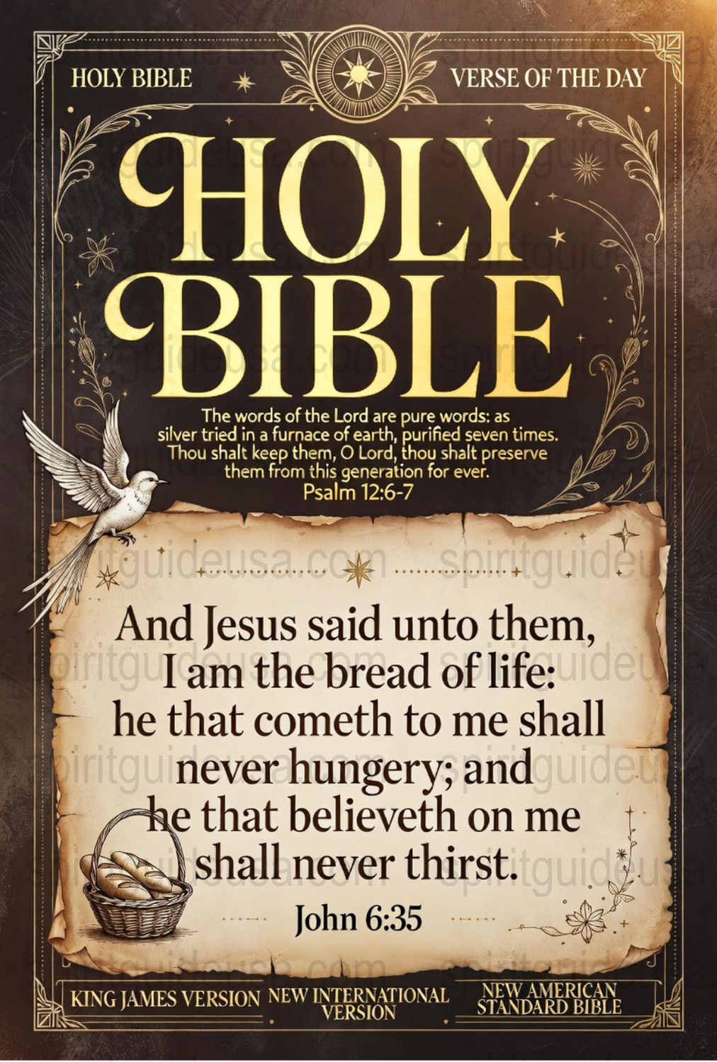 Vintage Holy Bible Poster with Psalm and John Verses, Christian Wall Art Decor
