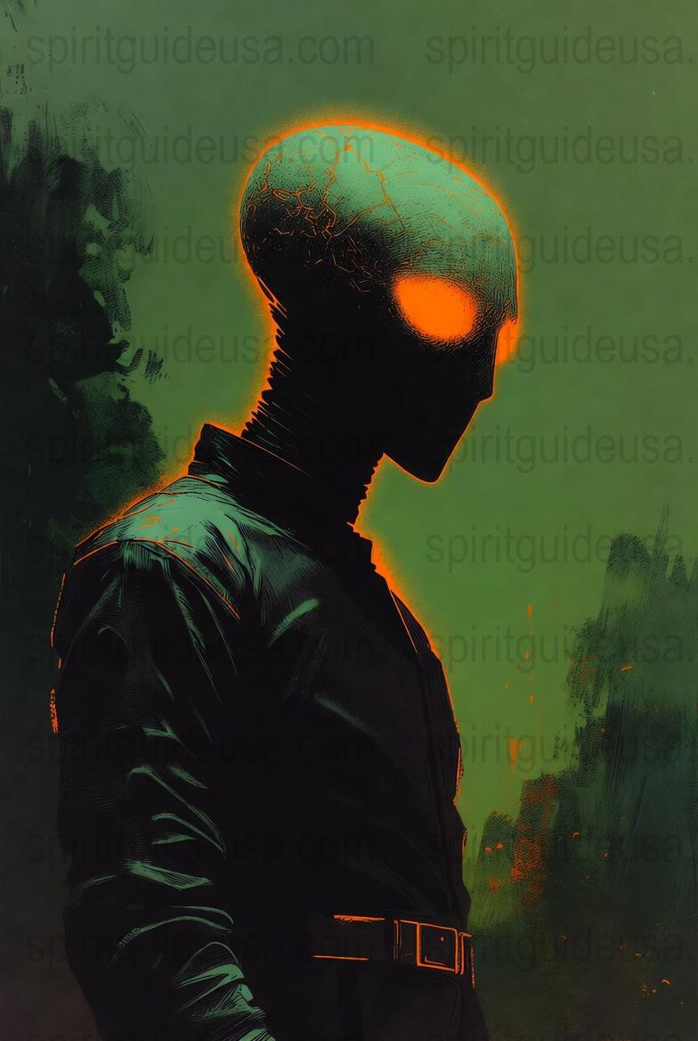 Futuristic Cyber Man Poster, Neon Glow Art Print, Sci-Fi Wall Decor, Mysterious Cyberpunk Artwork, Home Office Decoration