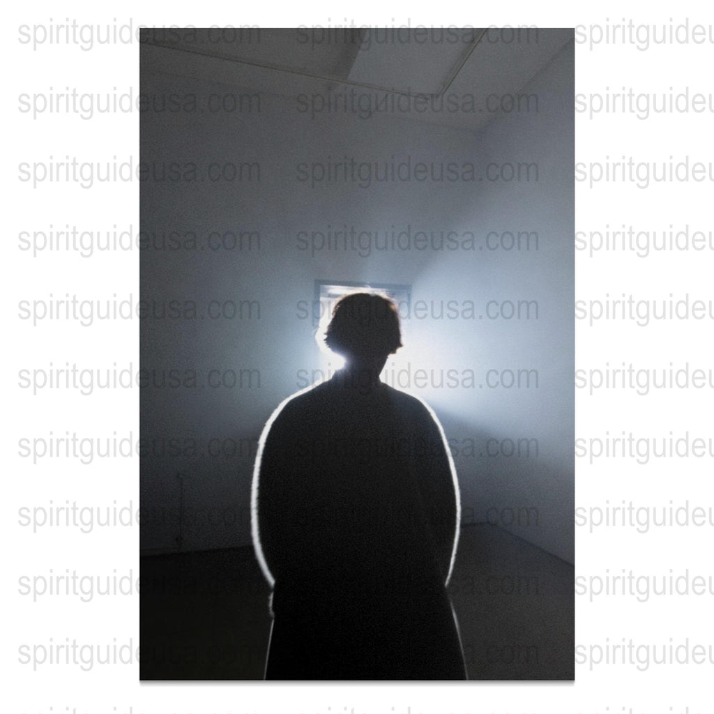 Silhouette of Person in Window Art Print, Modern Minimalist Black and White Photography Decor