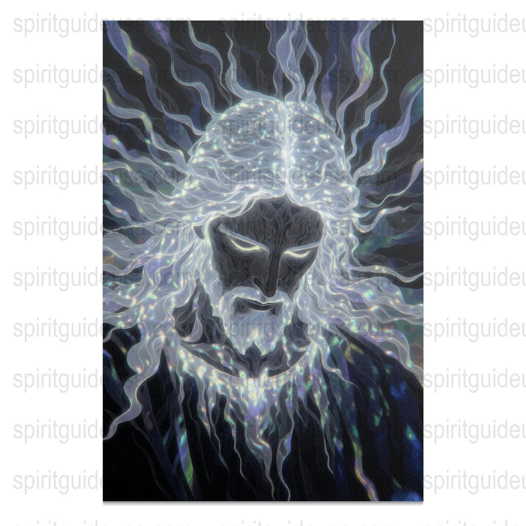 Mystic Spiritual Guide Art Print, Psychedelic Energy Aura Poster, Visionary Wall Decor, Ethereal Glow Canvas Painting
