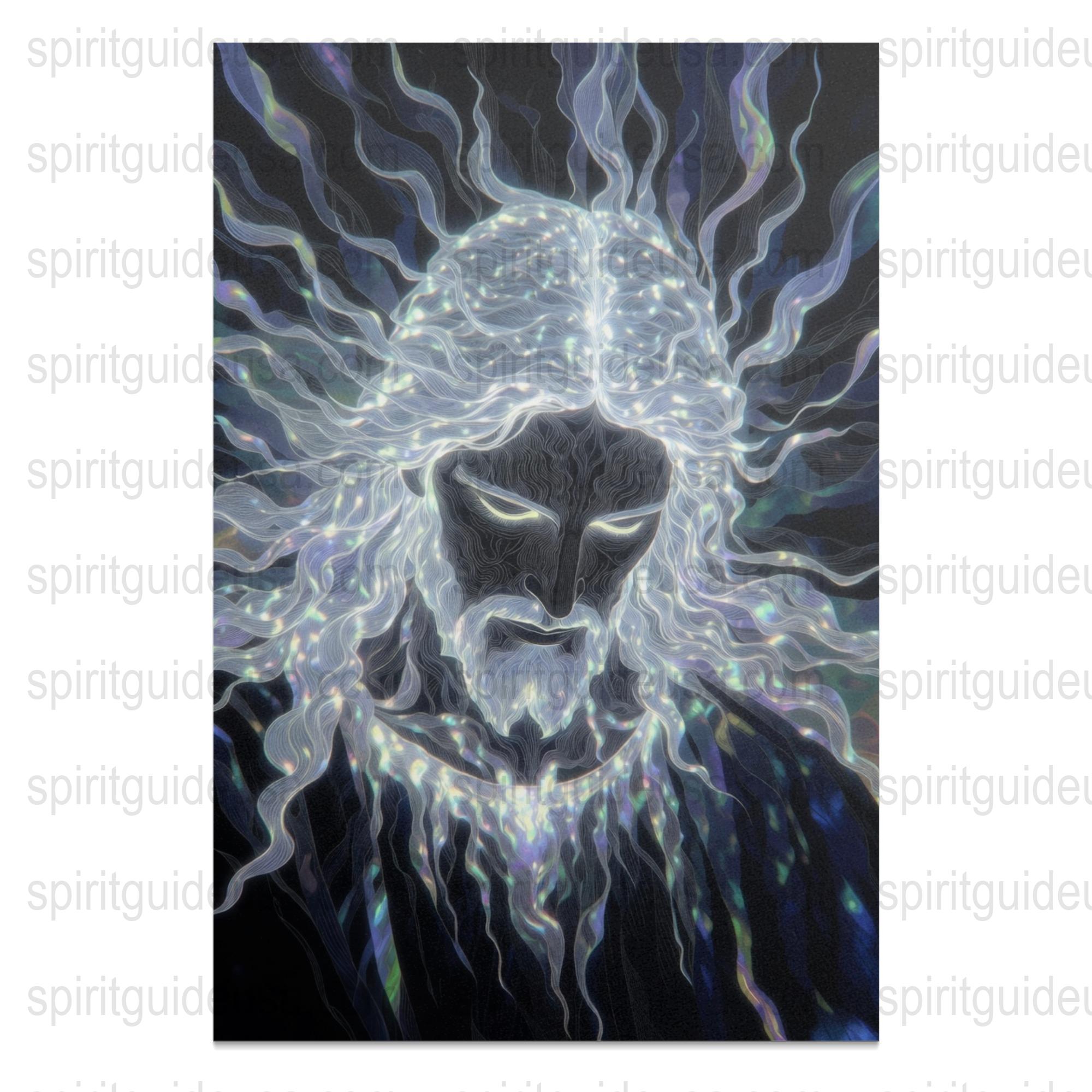 Mystic Spiritual Guide Art Print, Psychedelic Energy Aura Poster, Visionary Wall Decor, Ethereal Glow Canvas Painting