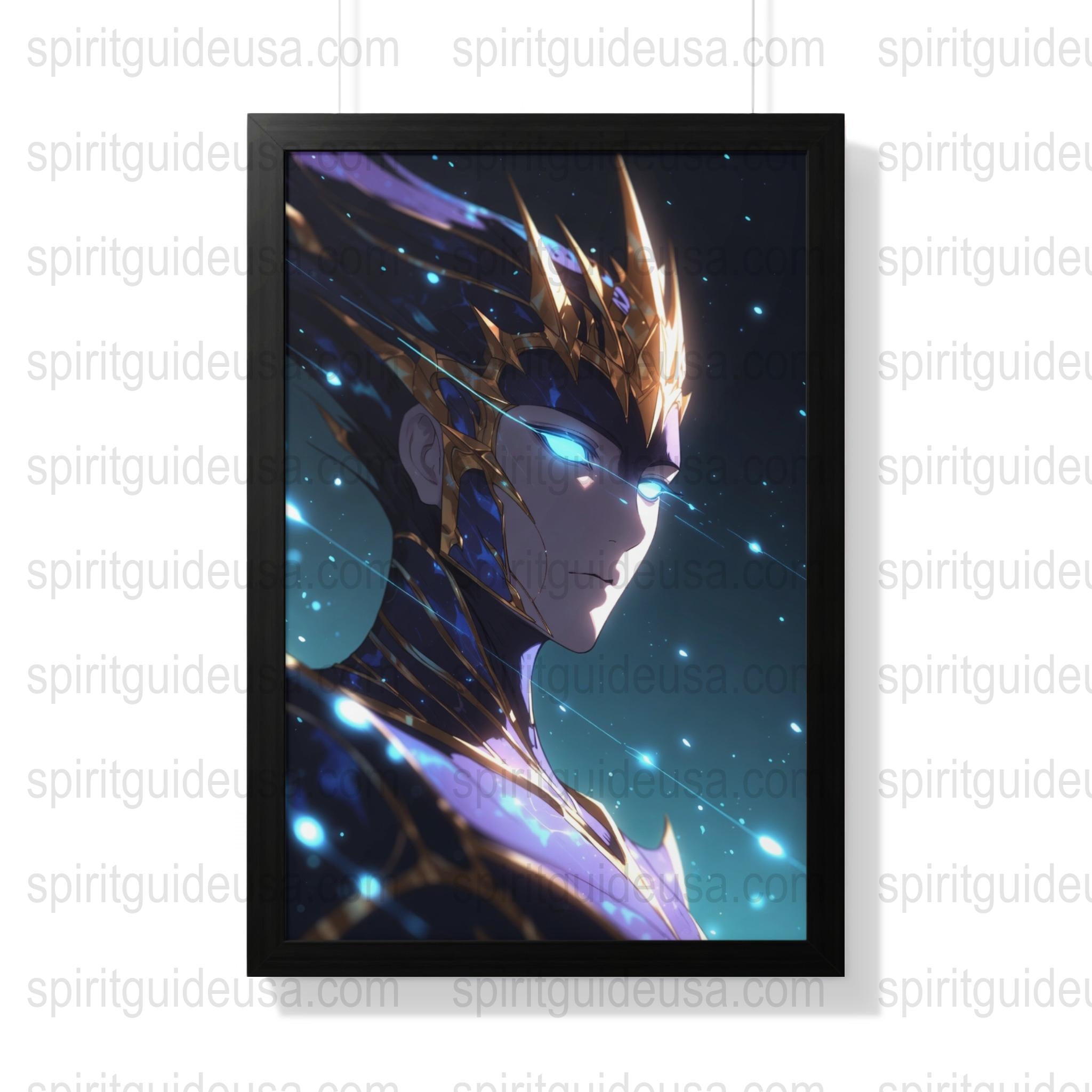 Anime Style Digital Art Print, Vibrant Warrior Character, Framed Poster, Wall Decor, Unique Illustration, Fantasy Artwork