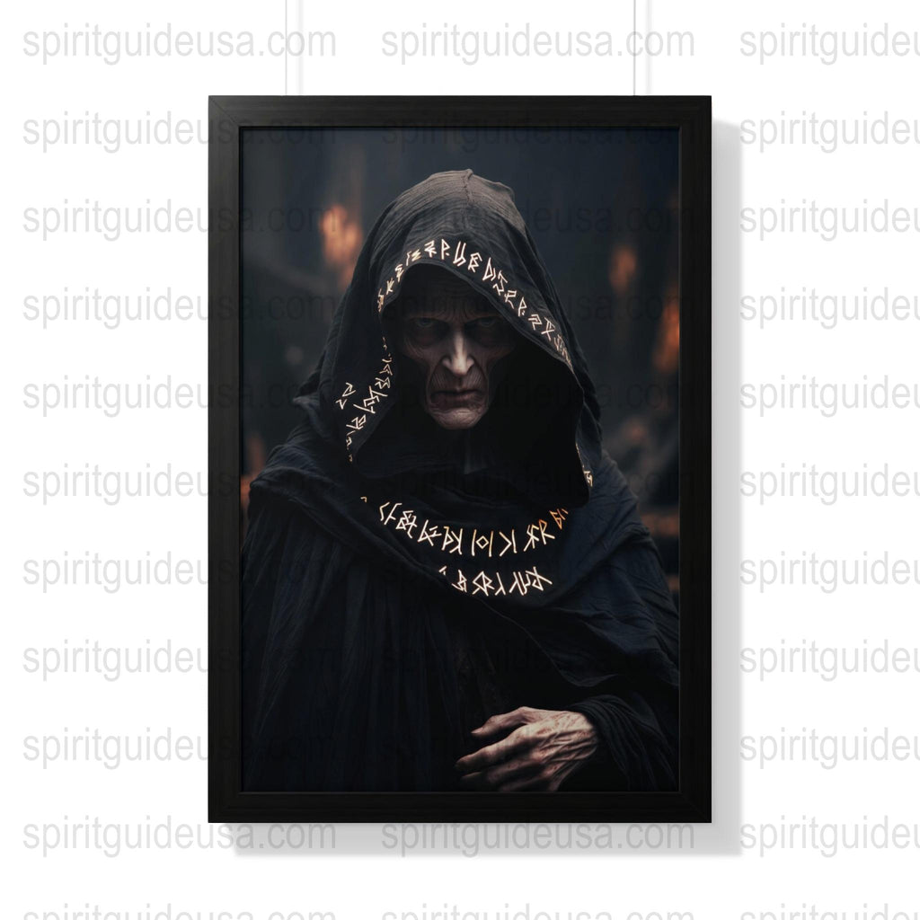 Mysterious Hooded Monk Art Print, Dark Fantasy Hooded Figure, Occult Decor, Gothic Wall Art, Esoteric Symbols, Mystic Poster