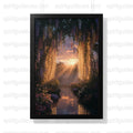 Enchanted Forest Sunrise Canvas Print, Magical Woodland Path Wall Art, Nature Landscape Decor, Mystical Sunrise Scenery