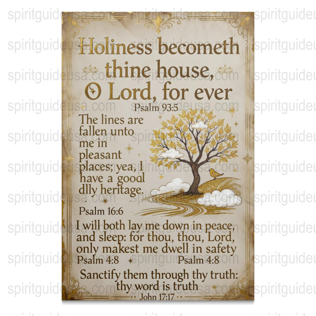 Christian Wall Art Psalm 93:5 Vintage Scripture Poster Bible Verse Home Decor