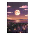 Moonrise Over Lake Art Print, Purple Night Sky, Serene Nature Wall Decor, Peaceful Landscape Poster