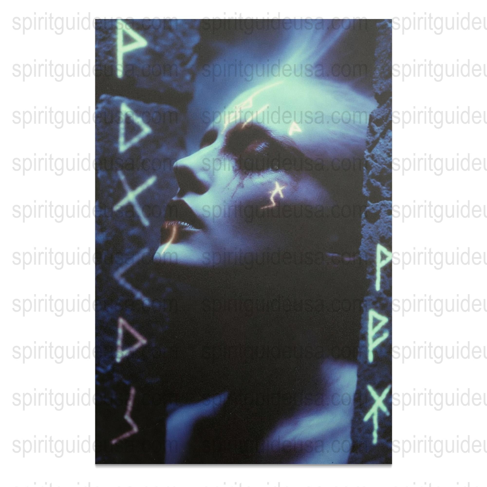 Mystical UV Light Woman Face Poster, Neon Glow Art Print, Ethereal Home Decor, Unique Wall Hanging, Surreal Feminine Artwork