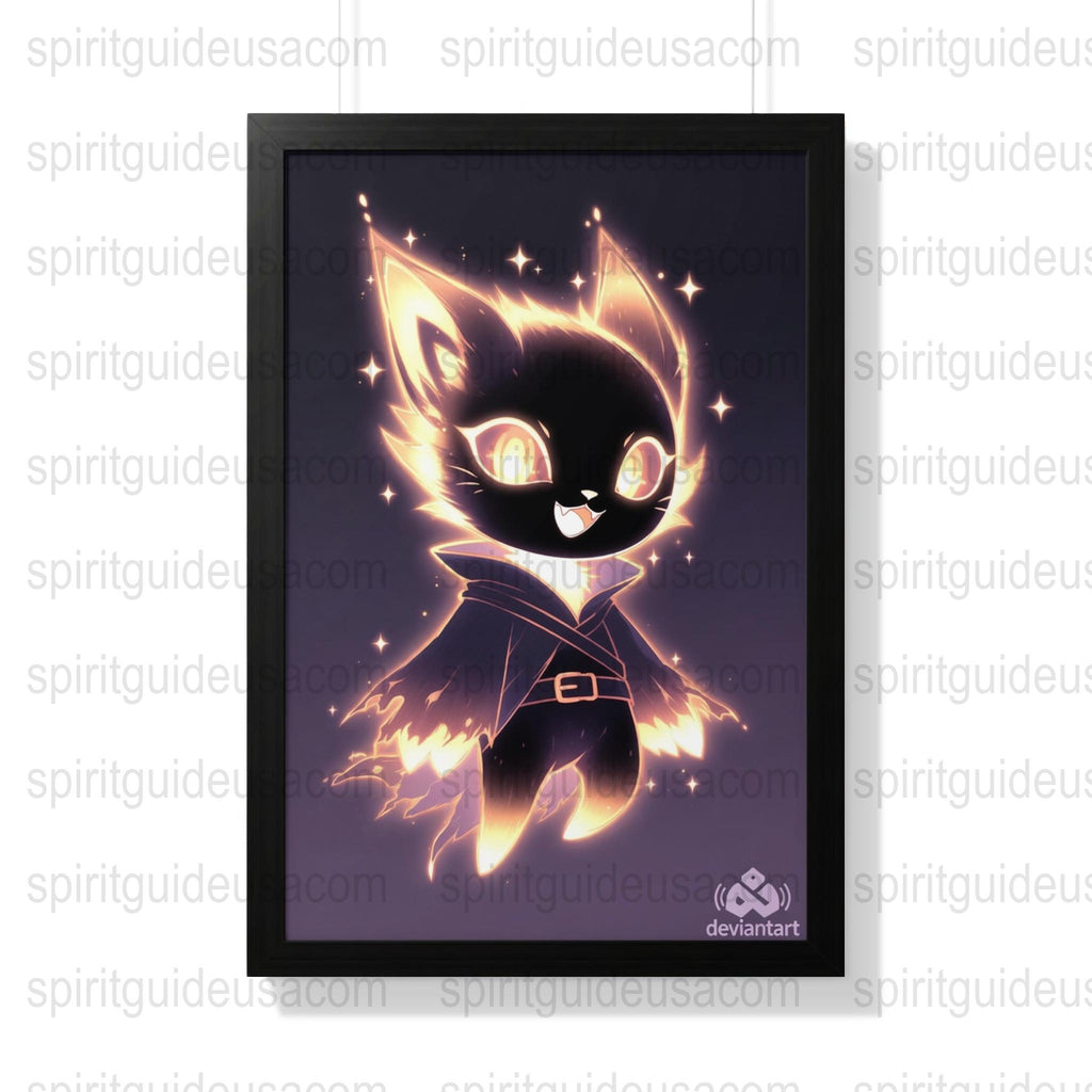 Neon Cat Poster, Glowing Cat Art Print, Cute Kitten Wall Decor, Animal Illustration, Fantasy Cat Poster for Kids Room and Nursery Decor