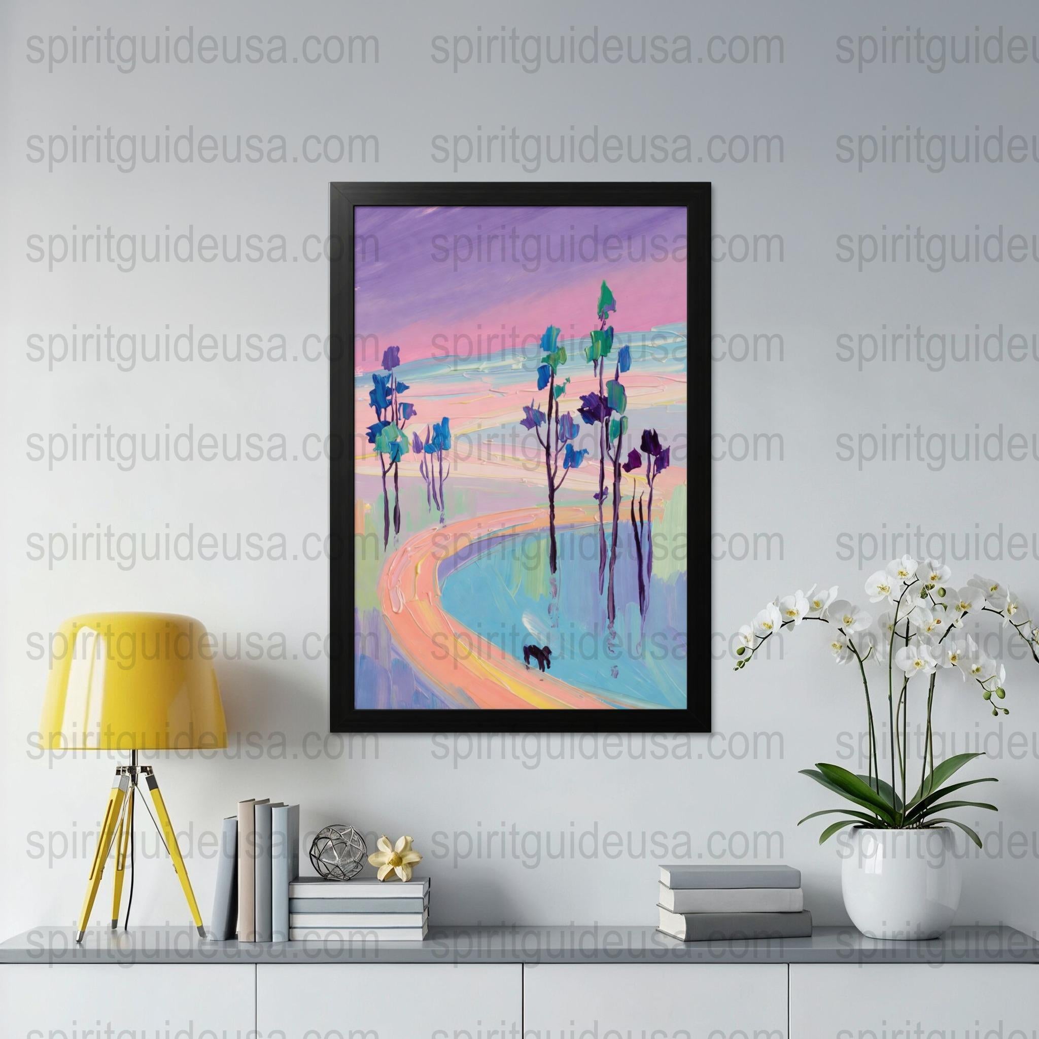 Abstract Landscape Painting, Colorful Wall Art, Modern Home Decor, Framed Canvas Print, Office Decoration, Living Room Artwork