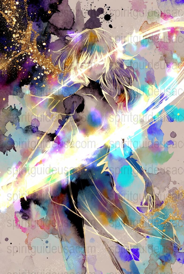 Anime Inspired Wall Art, Fantasy Warrior Poster, Colorful Abstract Artwork, Home Decor, Unique Gift Idea, Vibrant Illustration Print