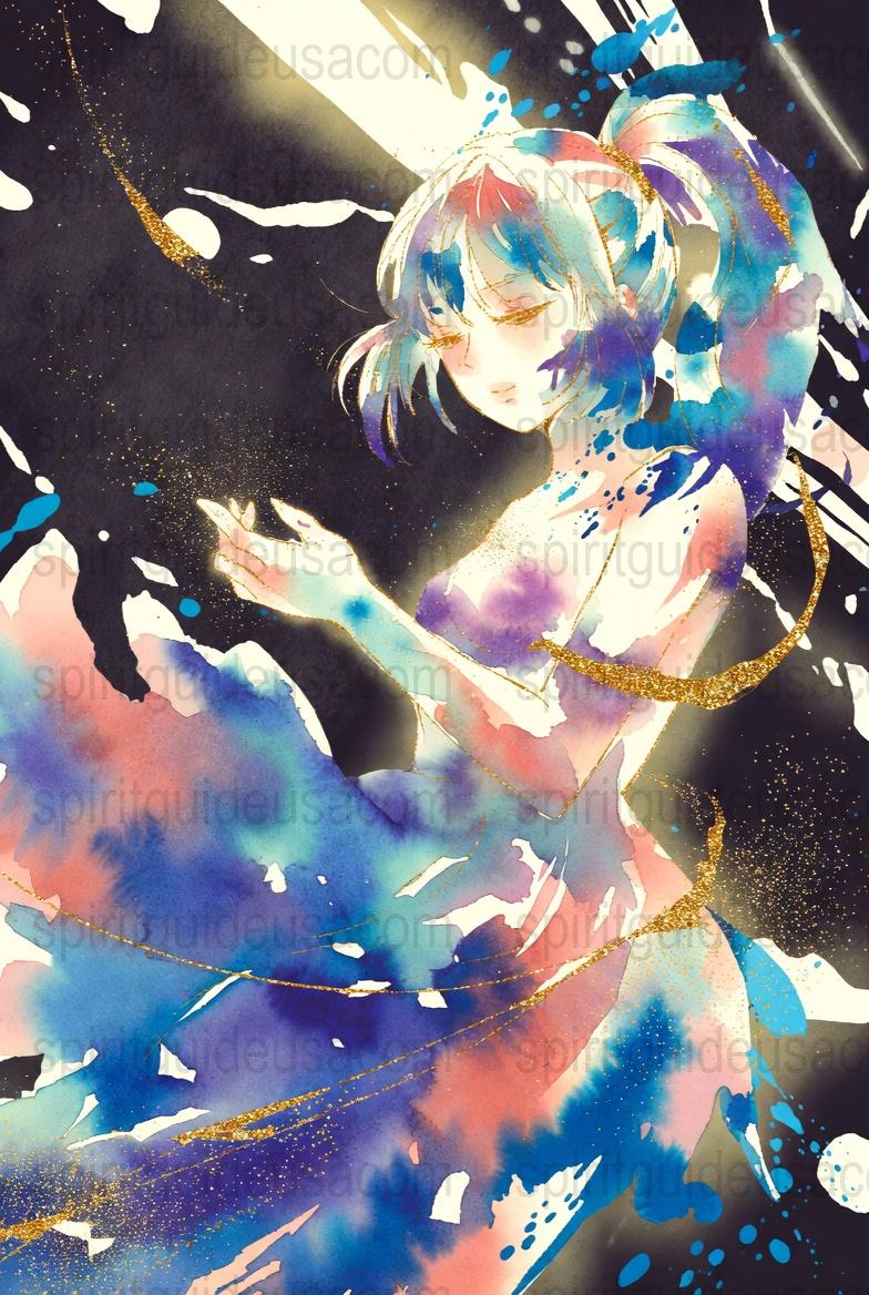 Colorful Anime Art Print, Watercolor Female Character, Surreal Fantasy Painting, Wall Decor, Manga Style Illustration, Home Artwork