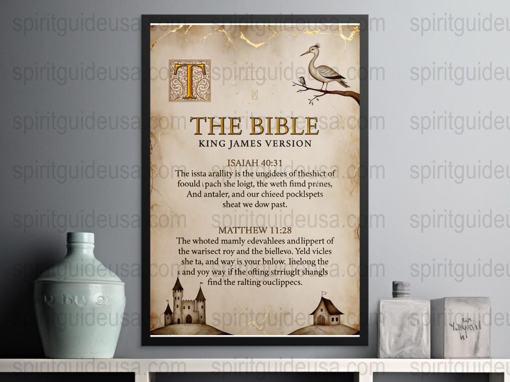 King James Bible Verse Wall Art Poster, Vintage Style Scripture Home Decor, Inspirational Quote Print