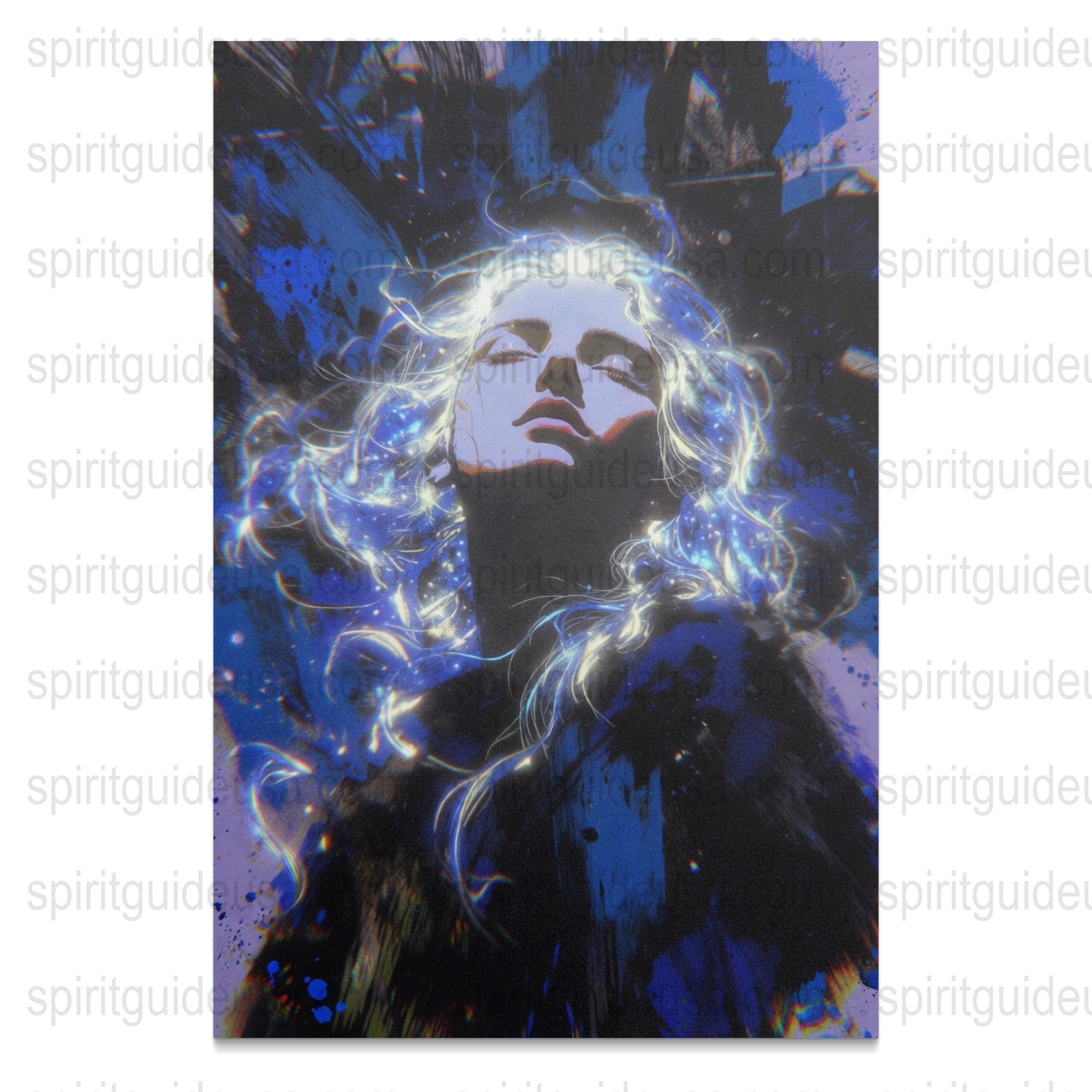 Surreal Female Portrait Poster, Abstract Wall Art, Modern Psychedelic Home Decor, Fantasy Art Print, Unique Bold Colors