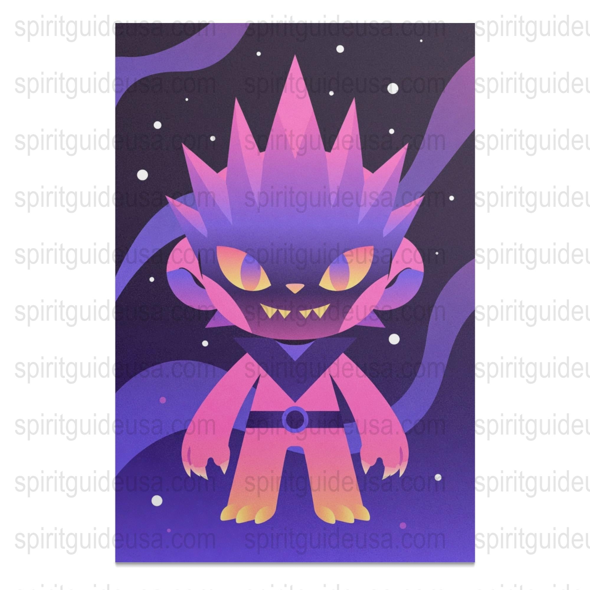 Purple Monster Art Print, Cute Cartoon Creature Poster, Kids Room Wall Decor, Vibrant Fantasy Illustration