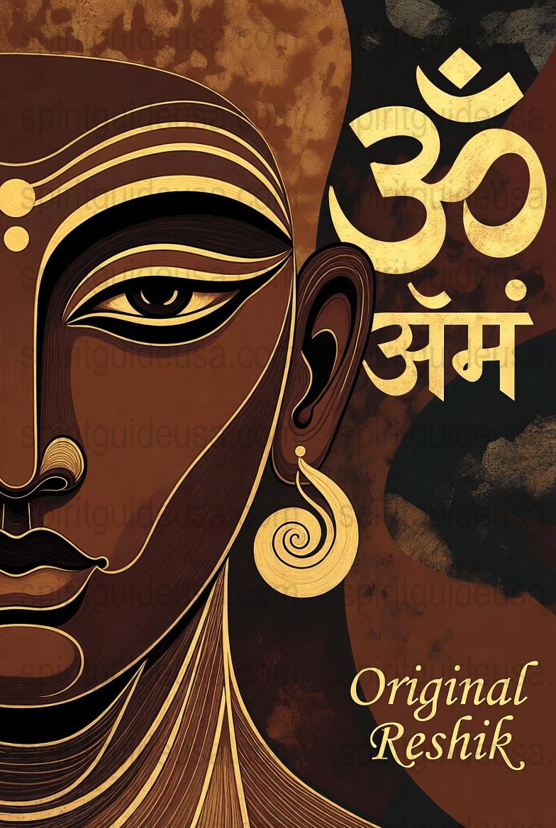 Spiritual Buddha Wall Art, Om Symbol, Aum Calligraphy, Vintage Indian Hindu Decor, Meditation Room Artwork, Unique Yoga Studio Decoration