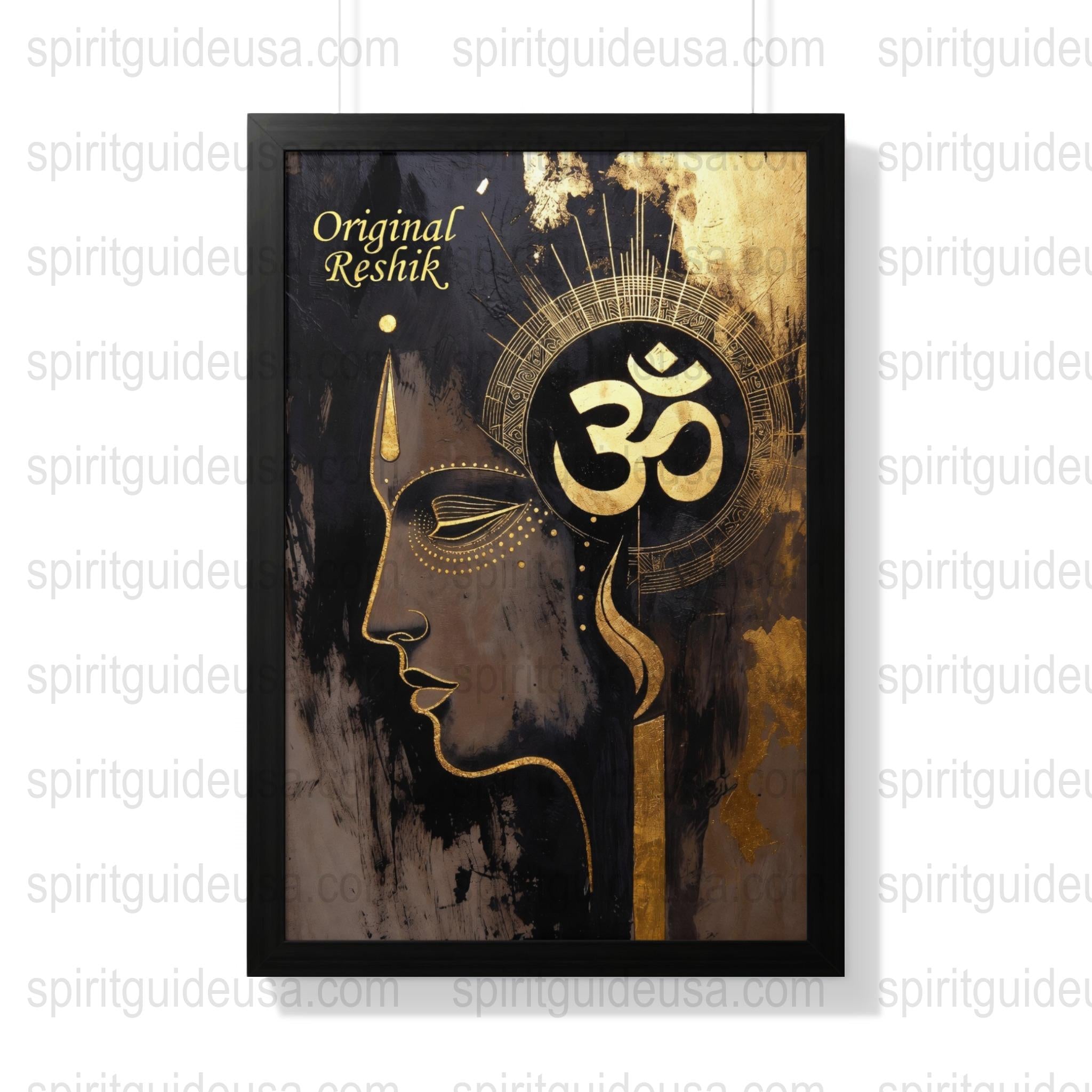 Spiritual Buddha Canvas Art Print, Om Symbol, Black and Gold Wall Decor, Meditation Room Artwork, Zen Home Decoration