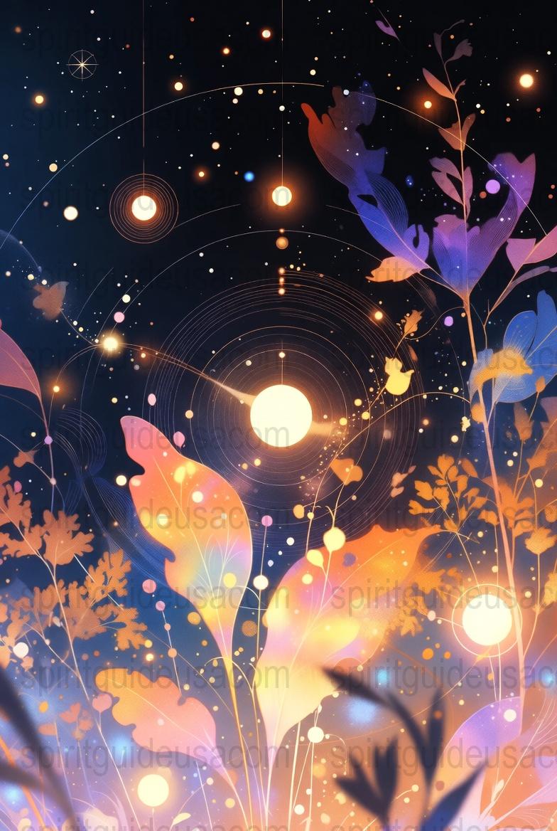 Enchanting Night Sky Art Print, Cosmic Vinyl Record, Celestial Stars and Plants, Vibrant Wall Decor, Unique Astronomy Illustration