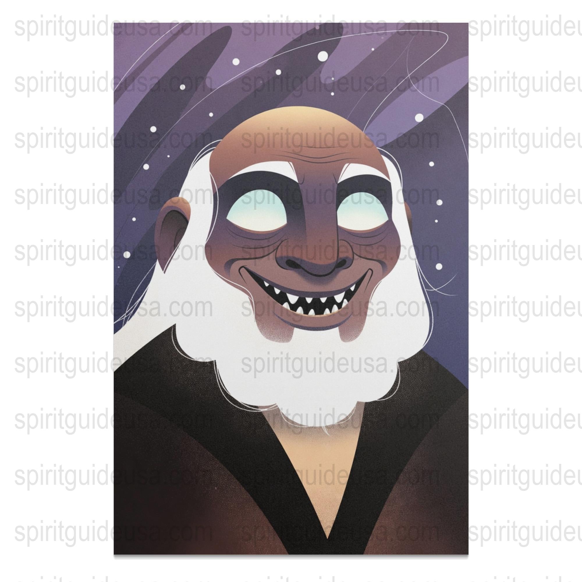 Whimsical Elderly Man Art Print, Colorful Cartoon Style Wall Decor, Unique Illustration Poster