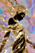 Golden Goddess Art Print, Abstract Female Figure, Celestial Wall Decor, Mystical Ethereal Poster