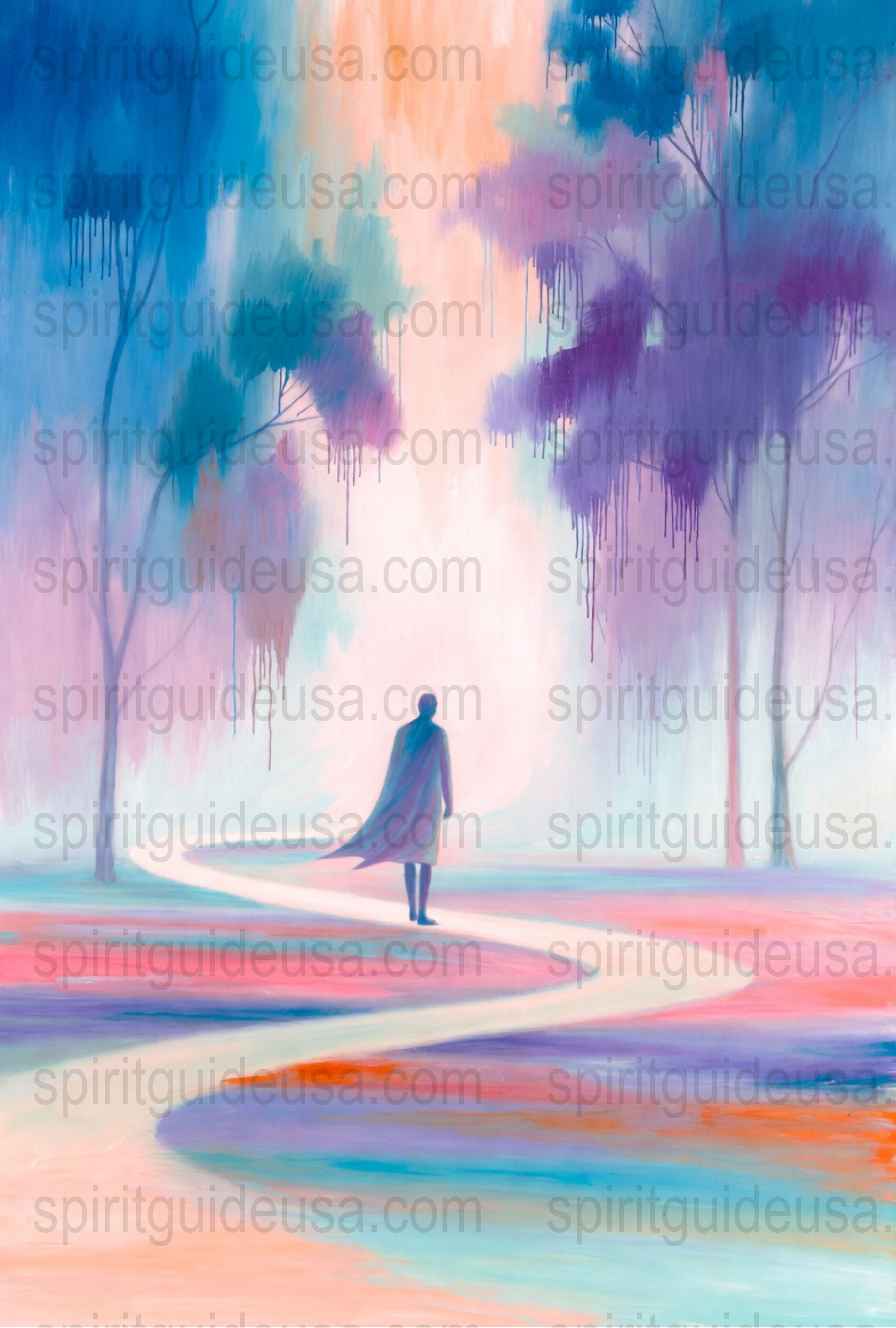 Mystic Landscape Art Print, Surreal Forest Painting, Colorful Abstract Wall Decor, Home Interior Canvas Art