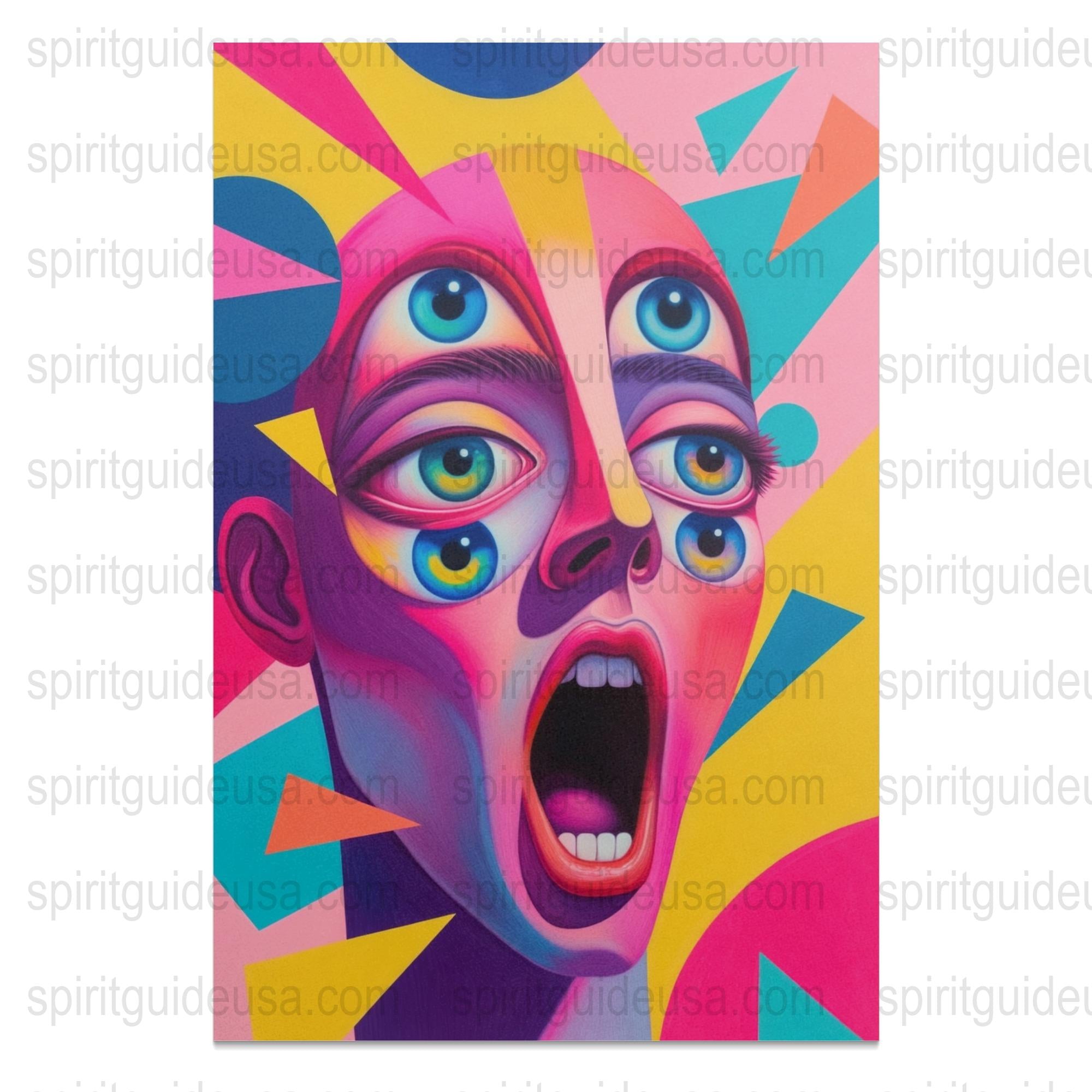 Colorful Abstract Art Print, Modern Surreal Face Painting, Vibrant Wall Decor, Unique Pop Art Poster, Expressive Artwork for Home