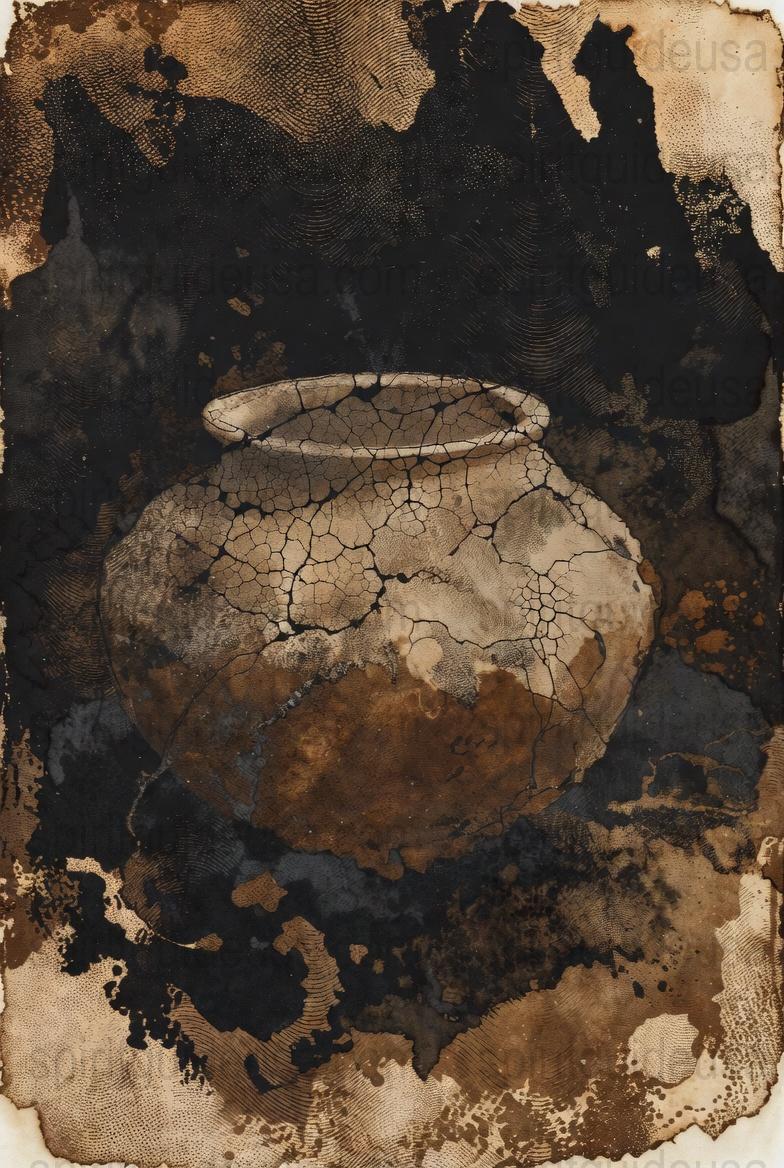 Vintage Style Ancient Pottery Art Print, Rustic Kitchen Decor, Antique Vessel Poster, Wall Art