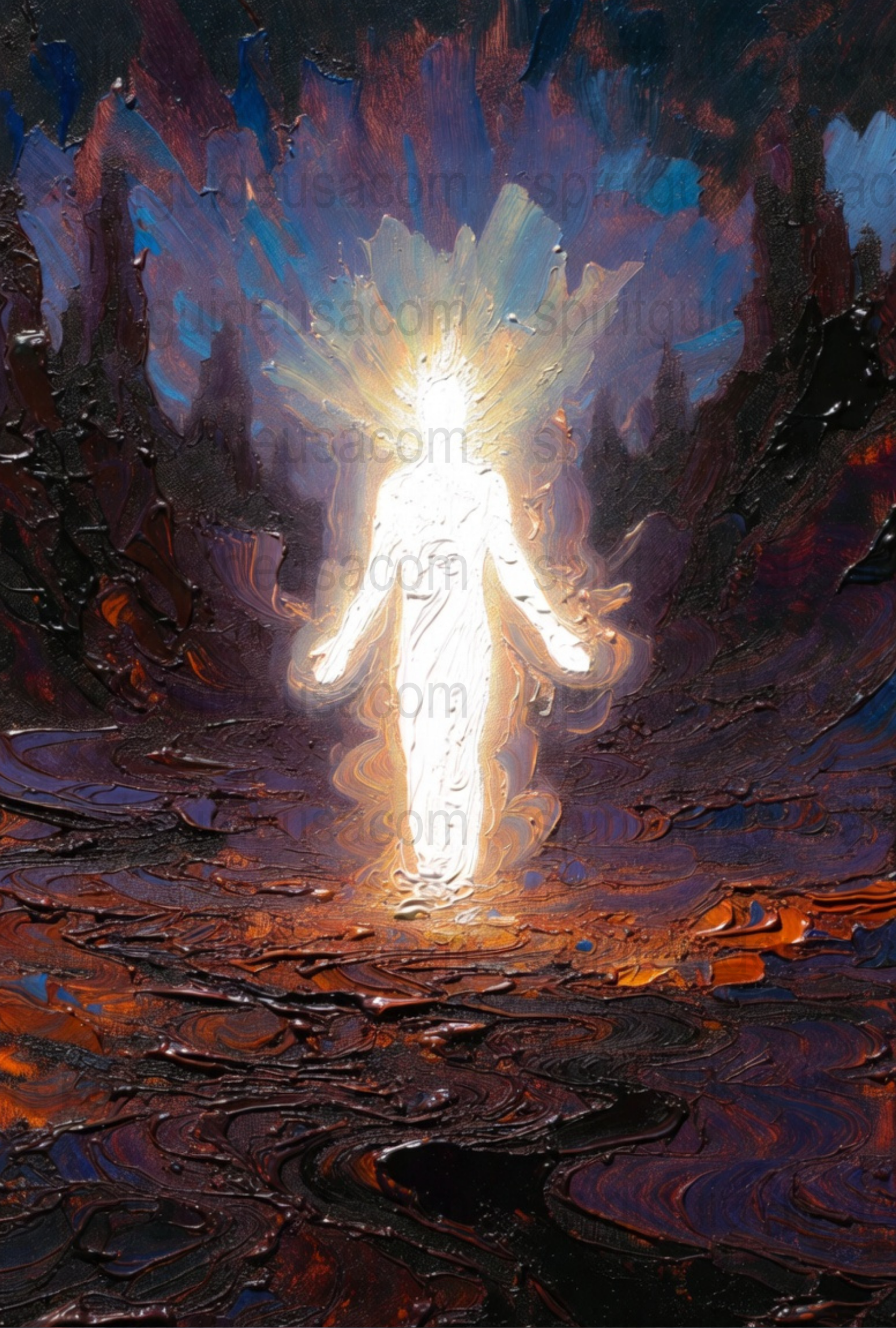 Abstract Angel Painting, Spiritual Art, Inspirational Wall Decor, Colorful Impressionist Artwork for Home