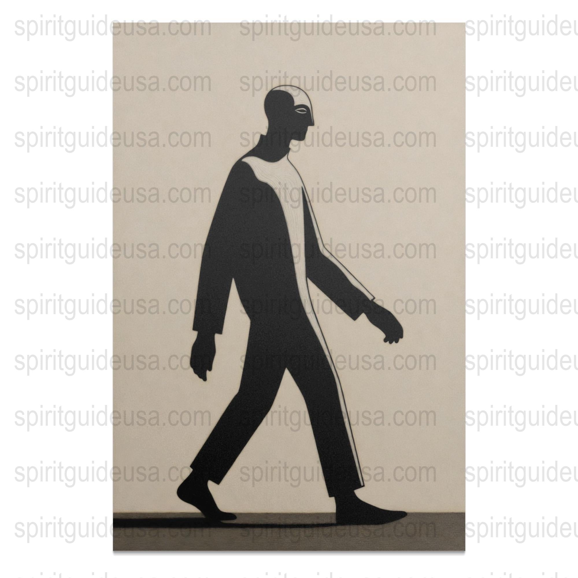 Minimalist Black and White Silhouette Art Print, Modern Abstract Man Walking, Wall Decor, Stylish Monochrome Poster