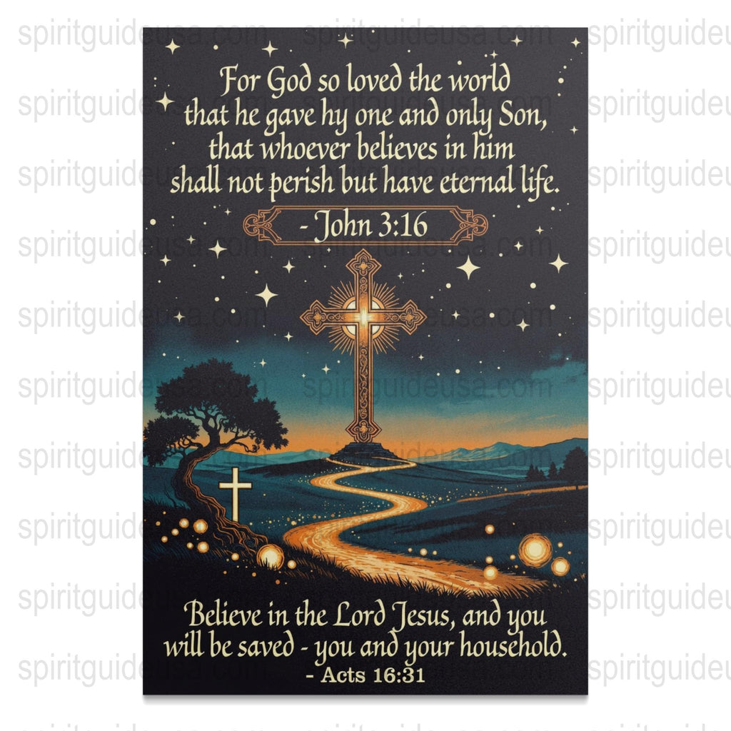 John 3:16 Biblical Verse Wall Art, Christian Home Decor, Religious Inspirational Poster, Spiritual Gift Idea