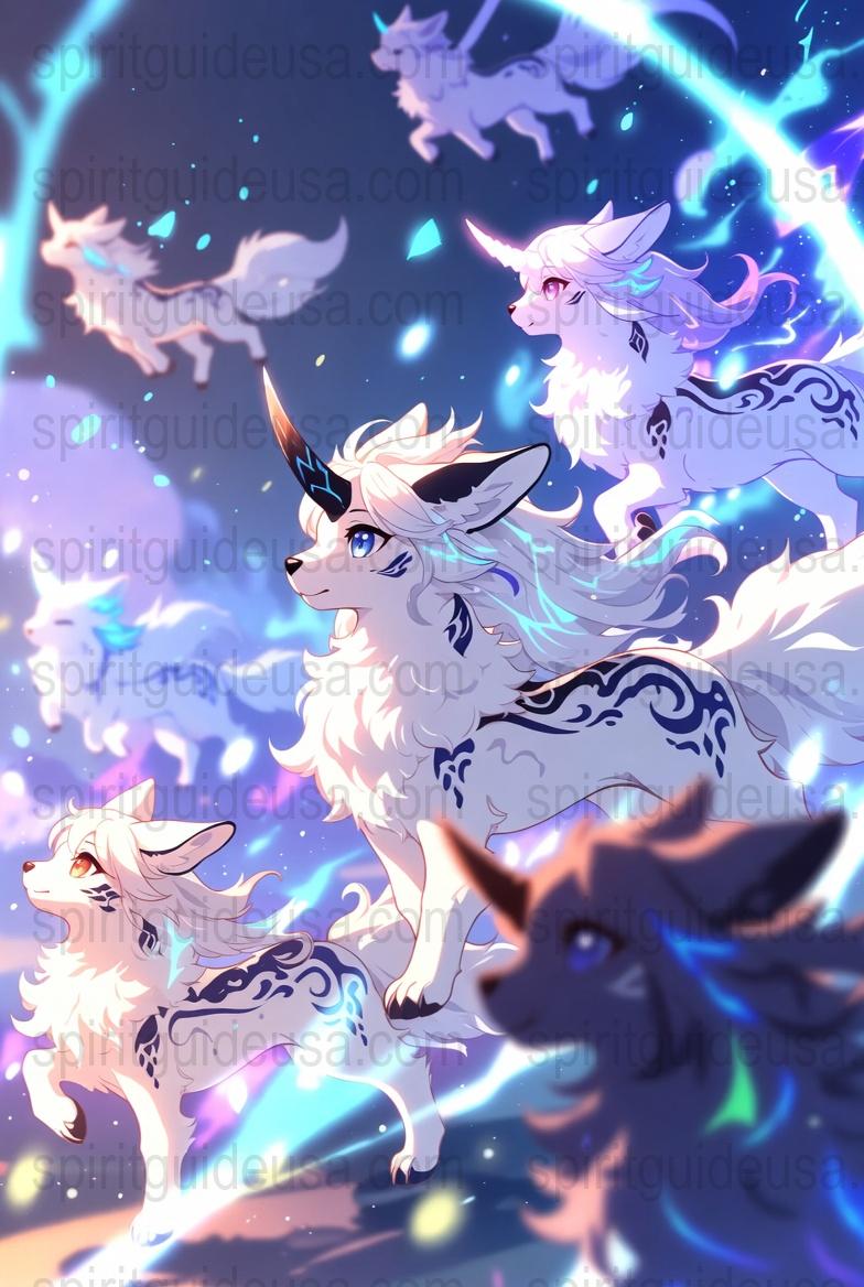 Mystical Wolf Art Print, Celestial Wolves Poster, Fantasy Starry Night Sky, Magical Animal Wall Decor, Vibrant Colors Illustration